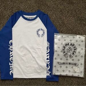 Chrome Hearts Blue and White Long Sleeve Tee